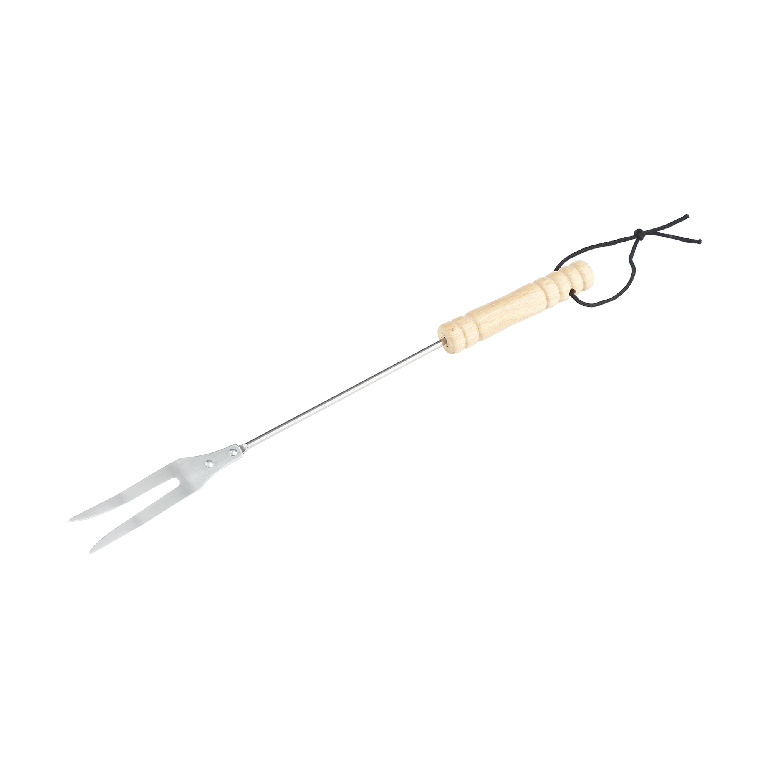 Furculita pentru gratar OPP1, cu maner din lemn, 38.5 cm