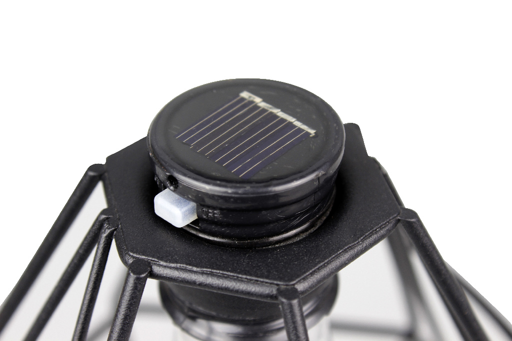 Mini lampa solara cu LED integrat, 0,01 W, 3000K, IP44, metal si plastic, negru