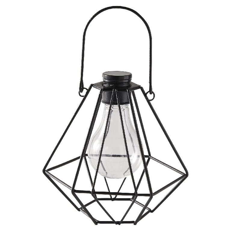Mini lampa solara cu LED integrat, 0,01 W, 3000K, IP44, metal si plastic, negru