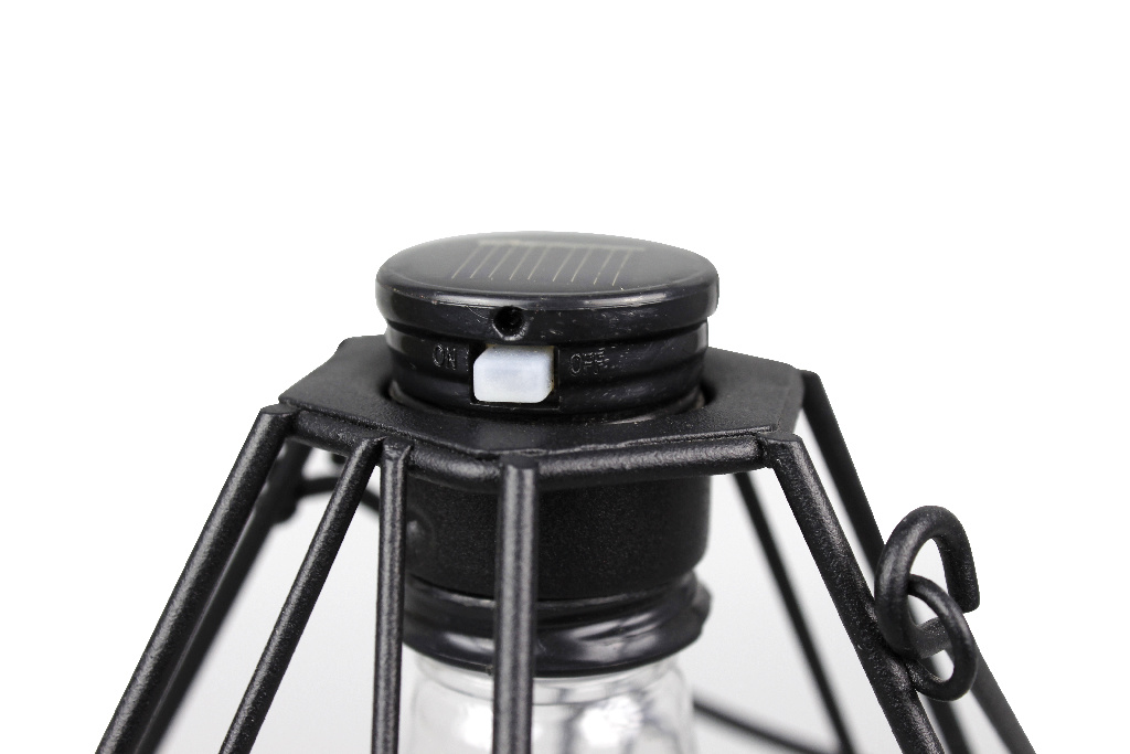 Mini lampa solara cu LED integrat, 0,01 W, 3000K, IP44, metal si plastic, negru