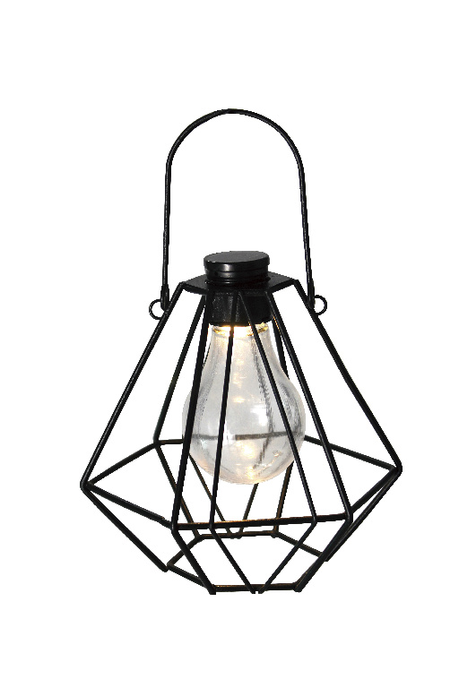 Mini lampa solara cu LED integrat, 0,01 W, 3000K, IP44, metal si plastic, negru
