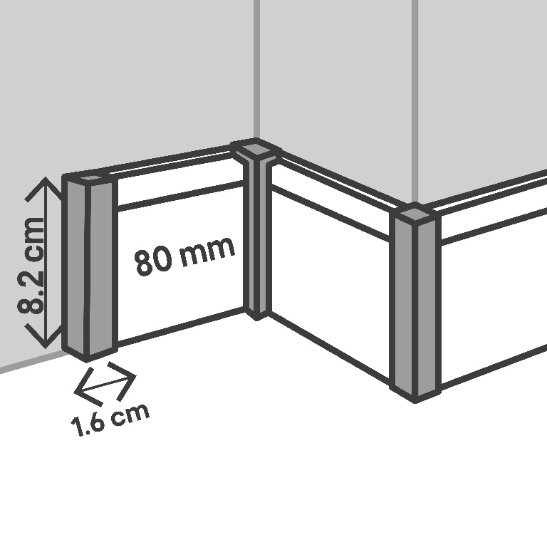 Element legatura plinta GOODHOME, MDF, 82 x 1.6 x 1.6 cm, 2 bucati, maro inchis