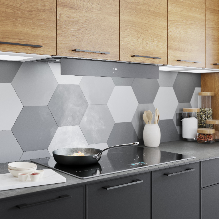 Hota incorporabila GOODHOME Bamia GHIH80, 1 motor, 765 m3/h, L 80 cm, negru-inox