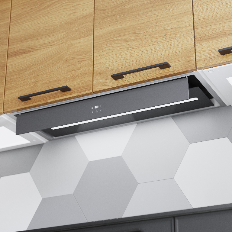 Hota incorporabila GOODHOME Bamia GHIH80, 1 motor, 765 m3/h, L 80 cm, negru-inox