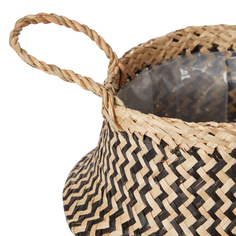 Cos pentru ghiveci din iarba de mare, negru, forma rotunda, 25 cm diametru  GoodHome