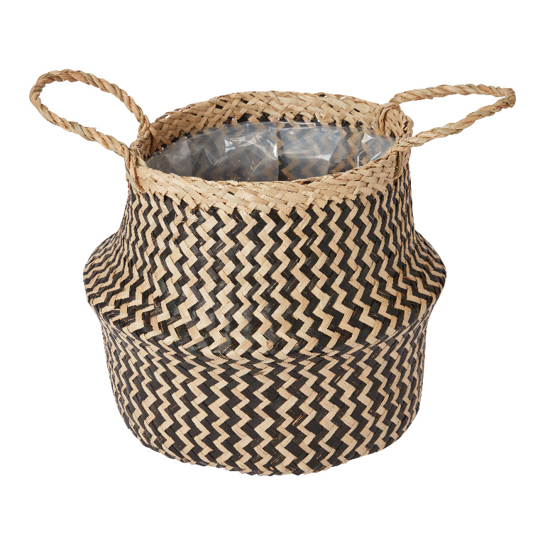 Cos pentru ghiveci din iarba de mare, negru, forma rotunda, 25 cm diametru  GoodHome