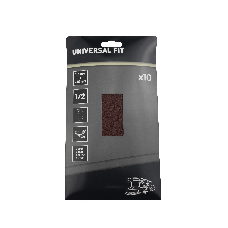 Set 10 foi abrazive smirghel 1/2 Universal Fit, asortate, 230 x 115 mm