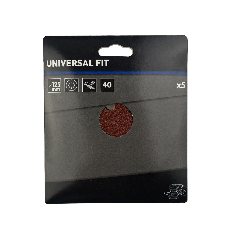 Mix 5 foi abrazive smirghel, rotunde, perforate, 125 mm x 125 mm, granulatie 40 Universal Fit