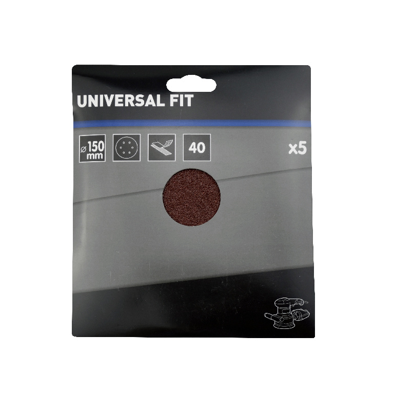 Set 5 foi abrazive smirghel Universal Fit, rotunde, perforate, 150 x 150 mm, granulatie 40