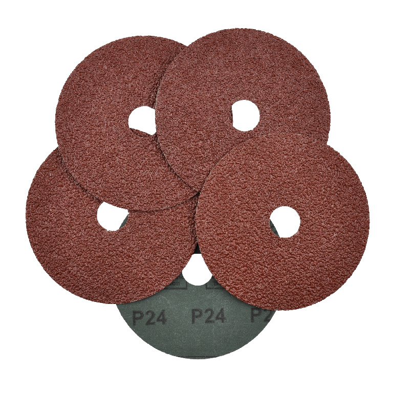 Disc din fibra pentru bormasina Universal Fit, 125 mm, granulatie 24, maro