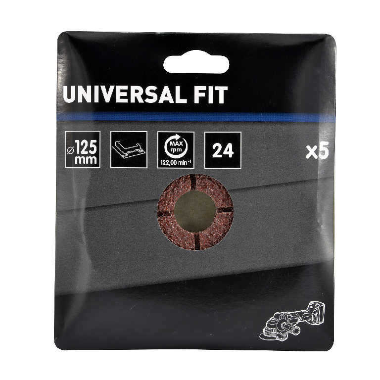 Disc din fibra pentru polizor Universal Fit, 125 mm, granulatie 24, maro