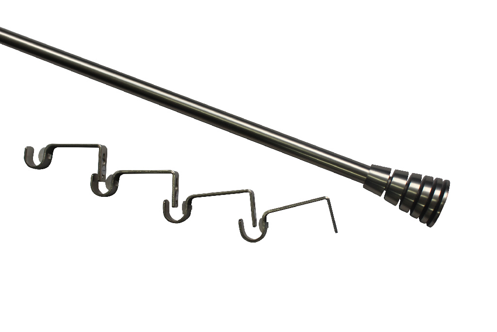 Set galerie simpla extensibila, metal, gri, 330/200 cm, diametru 19 mm  GoodHome Athens