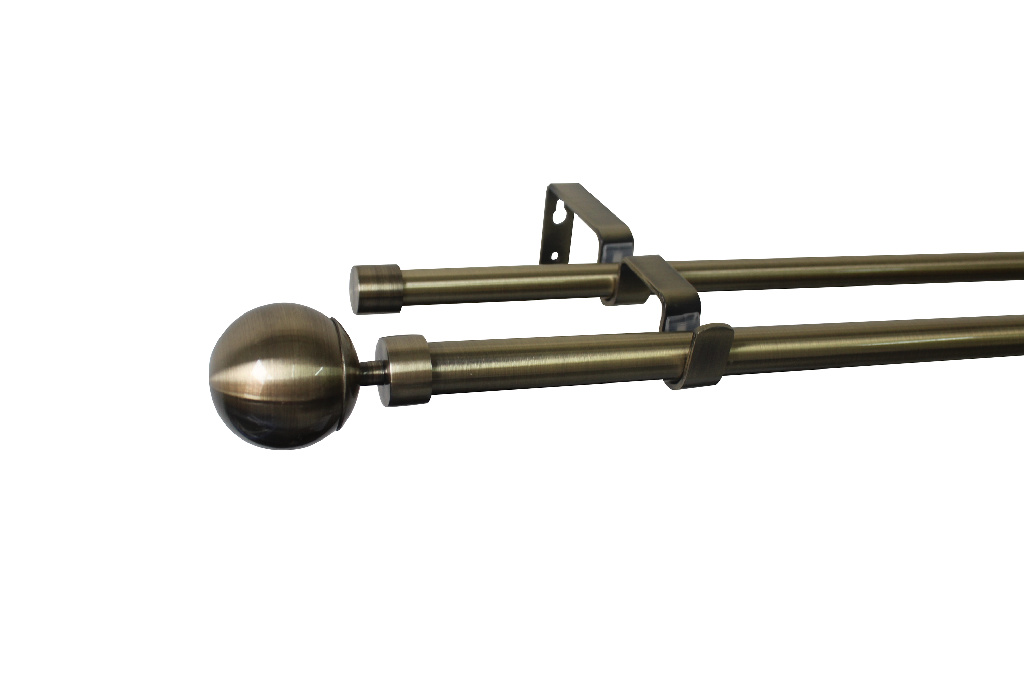 Set galerie dubla extensibila, metal, 210/120 cm, diametru 19 cm, auriu GoodHome Antiki