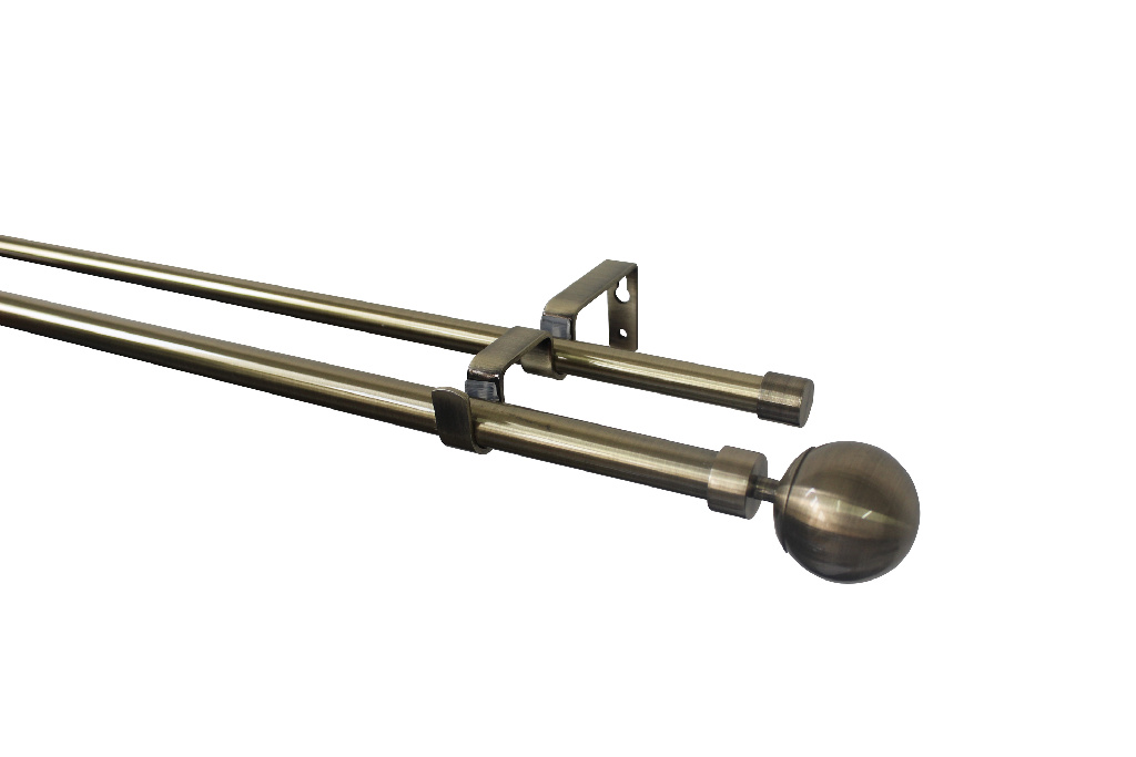Set galerie dubla extensibila, metal, 210/120 cm, diametru 19 cm, auriu GoodHome Antiki