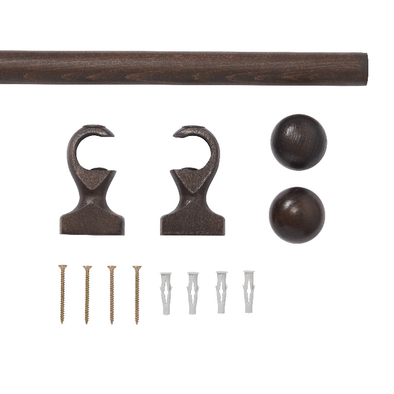 Set galerie lemn nuc, 200 cm, diametru 28 mm