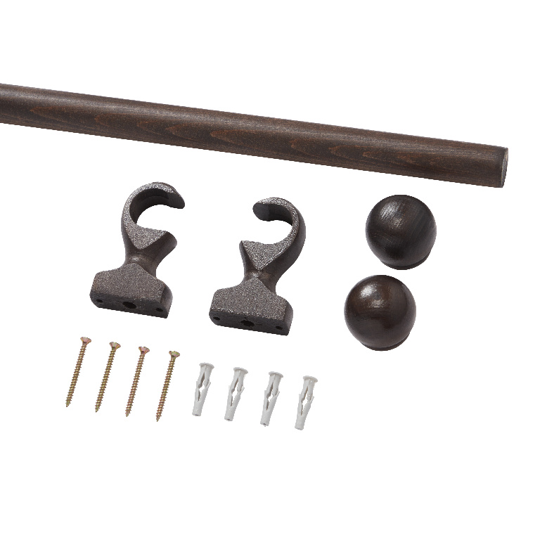 Set galerie lemn nuc, 200 cm, diametru 28 mm