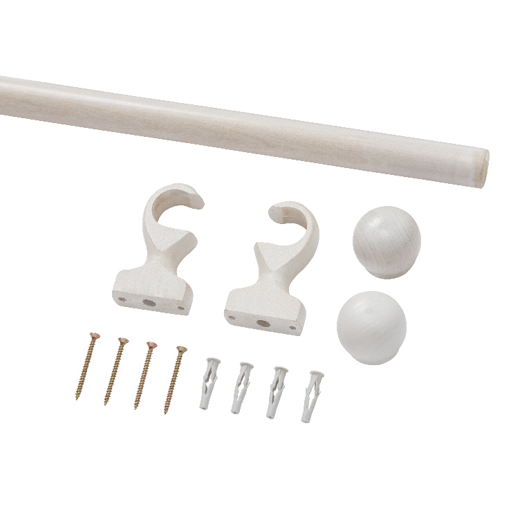 Set galerie lemn, alb, 150 cm, diametru 28 mm
