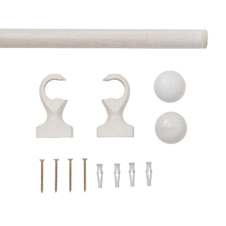 Set galerie lemn, alb, 150 cm, diametru 28 mm