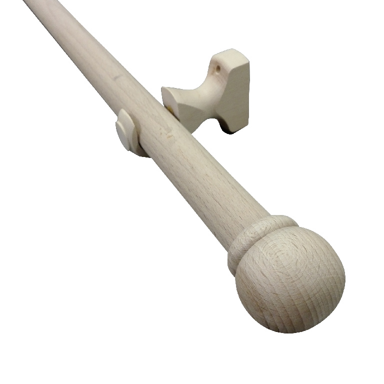 Set galerie lemn, brut, 150 cm, diametru 28 mm