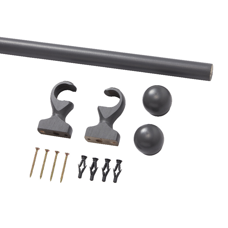 Set galerie lemn, gri, 150 cm, diametru 28 mm