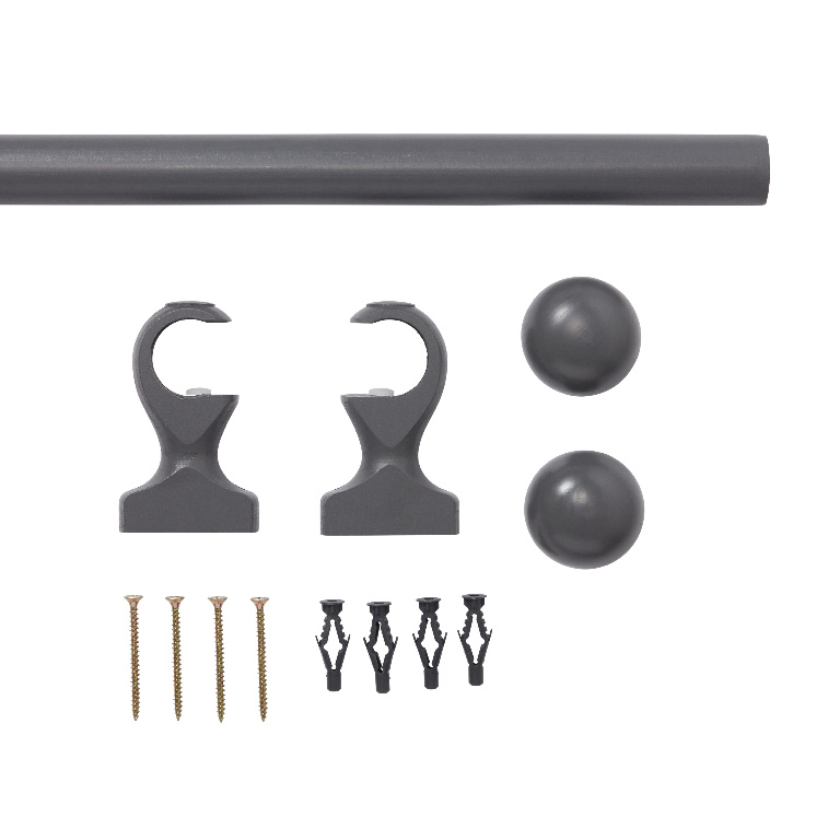 Set galerie lemn, gri, 150 cm, diametru 28 mm