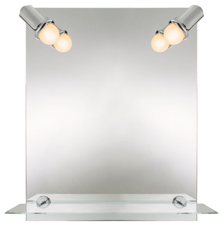 Oglinda baie cu etajera Cooke & Lewis Clarach, dreptunghiulara, 50 x 60 cm, iluminare LED