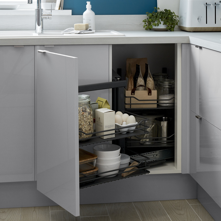 Sistem depozitare colt stanga GOODHOME Jolly Pebre, 100 cm, antracit
