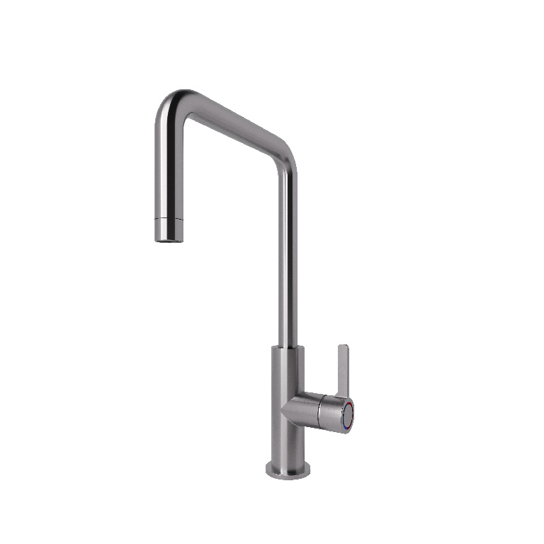 Baterie bucatarie GoodHome Kamut, pipa inalta, alama, inox