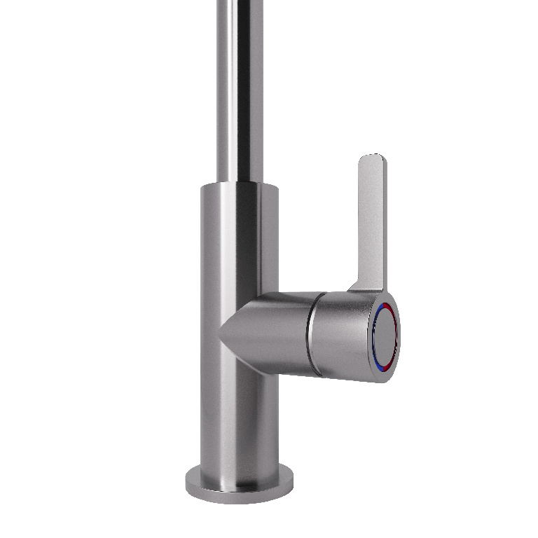 Baterie bucatarie GoodHome Kamut, pipa inalta, alama, inox