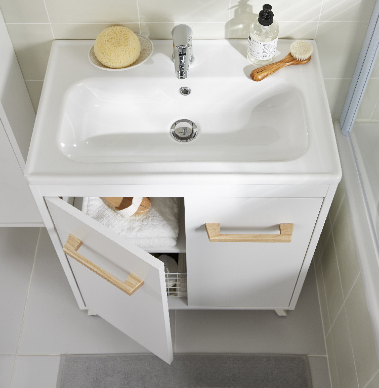 Lavoar baie GOODHOME Towan, ceramica, 61.2 x 37.1 cm, alb lucios