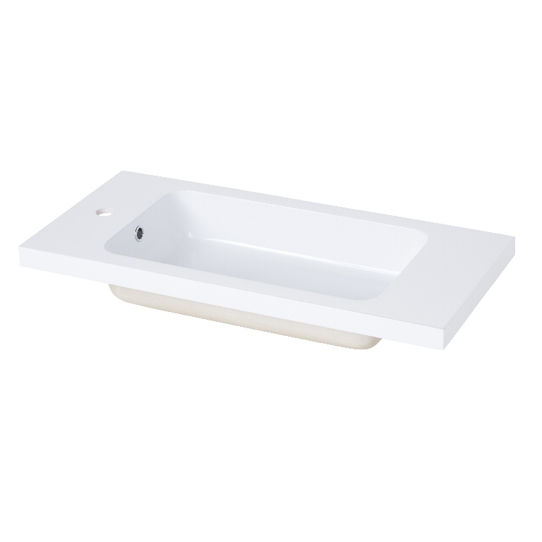 Lavoar baie GOODHOME Makonda, rasina, 80.4 x 36.2 cm, alb lucios