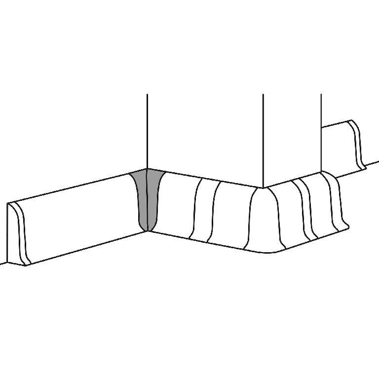 Coltar interior plinta, PVC, 4.4 x 2.7 cm, 2 bucati, alb