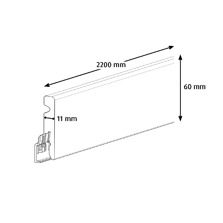 Plinta parchet GOODHOME, MDF, 220 x 6 x 1.1 cm, alb