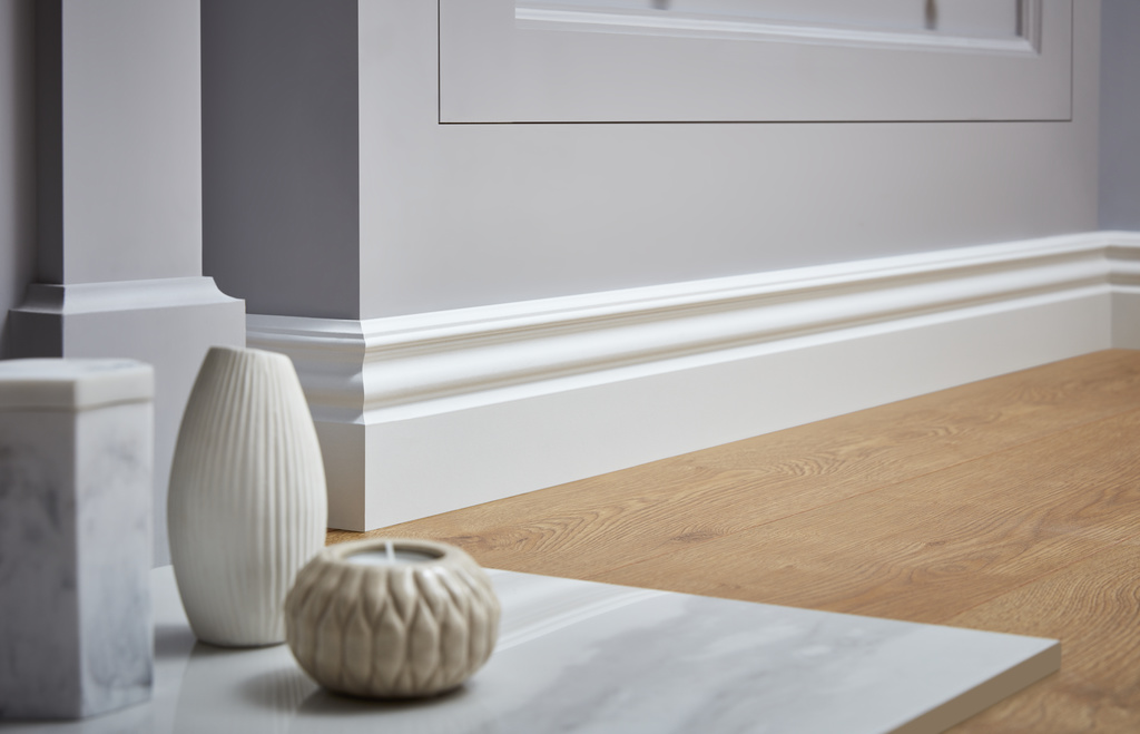 Plinta parchet GOODHOME, MDF, 220 x 12 x 1.9 cm, alb