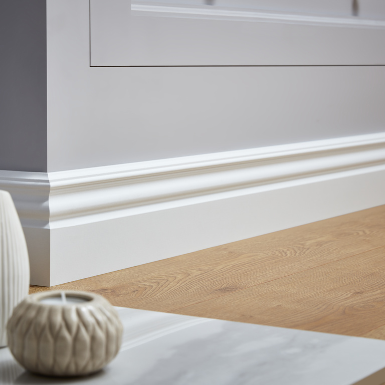 Plinta parchet GOODHOME, MDF, 220 x 12 x 1.9 cm, alb