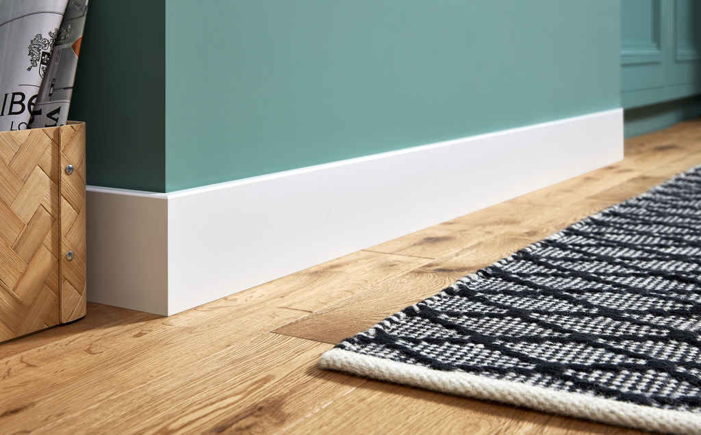 Plinta parchet GOODHOME, MDF, 220 x 10 x 1.6 cm, alb
