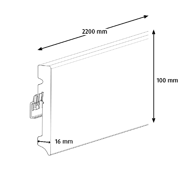 Plinta parchet GOODHOME, MDF, 220 x 10 x 1.6 cm, alb
