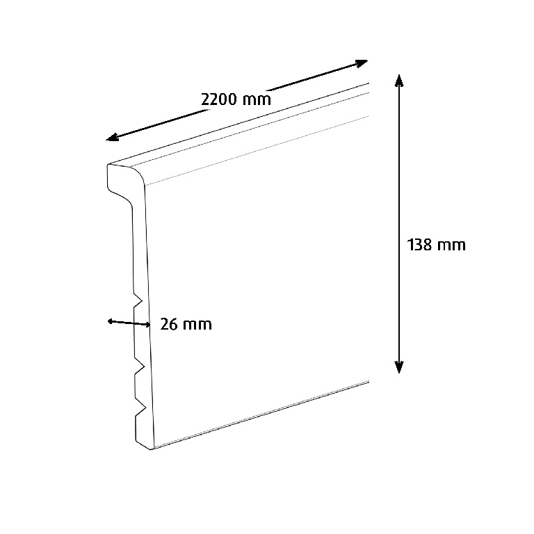 Plinta parchet GOODHOME, MDF, 220 x 13.8 x 2.6 cm, alb