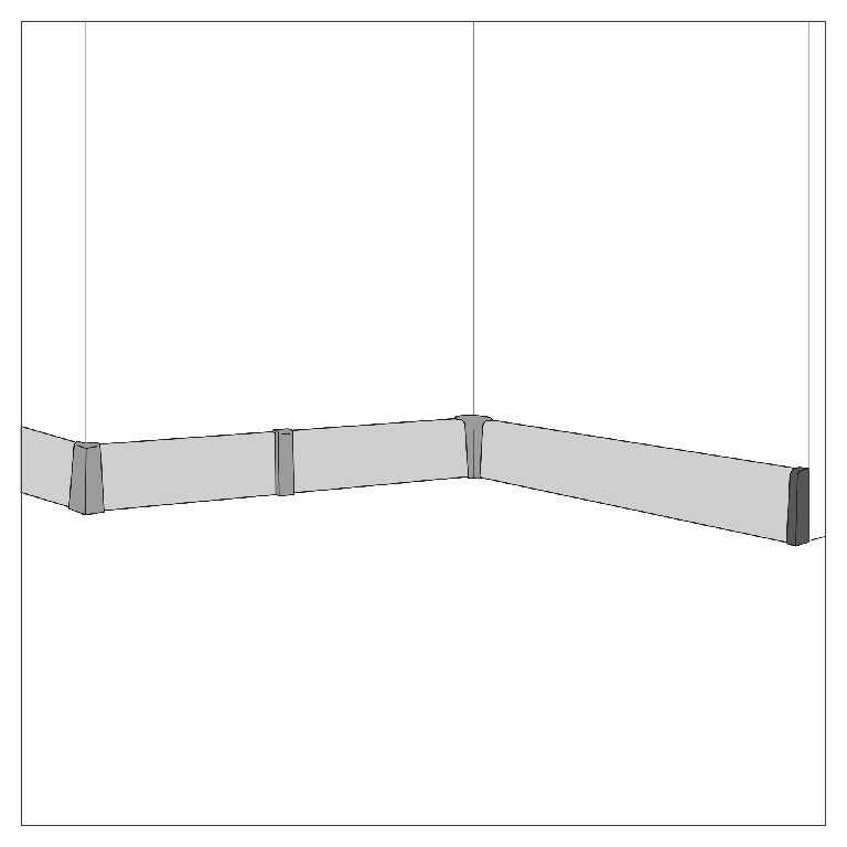 Coltar plinta GOODHOME Decor TBC, PVC, 7.5 x 2.4 cm, 2 bucati, gri