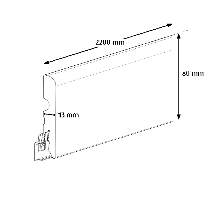 Plinta parchet GOODHOME, MDF, 220 x 8 x 1.3 cm, natur
