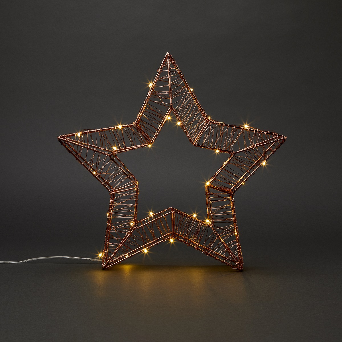 Decoratiune Stea Luminoasa, 36 x 34 cm, metal, auriu, lumina alb cald