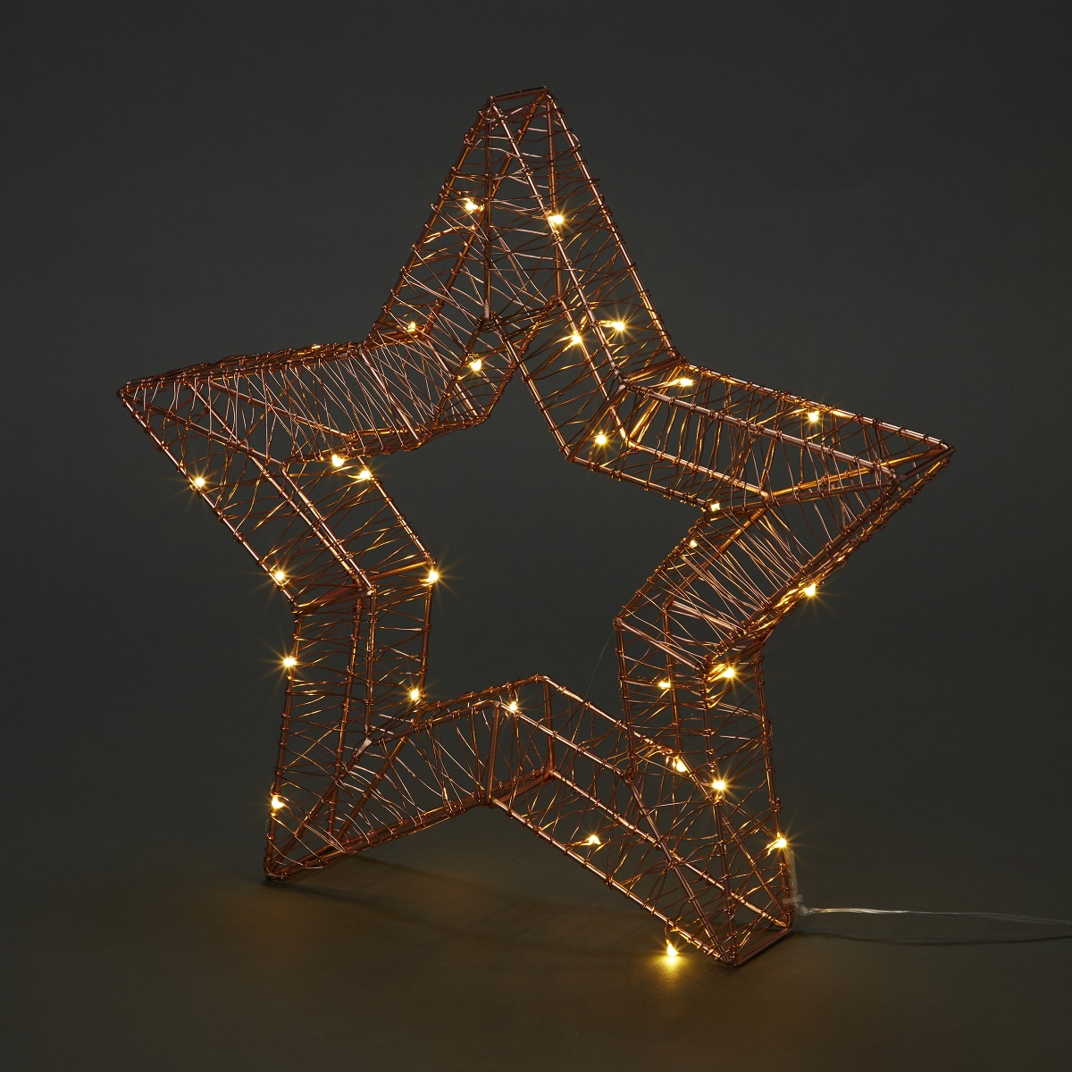 Decoratiune Stea Luminoasa, 36 x 34 cm, metal, auriu, lumina alb cald