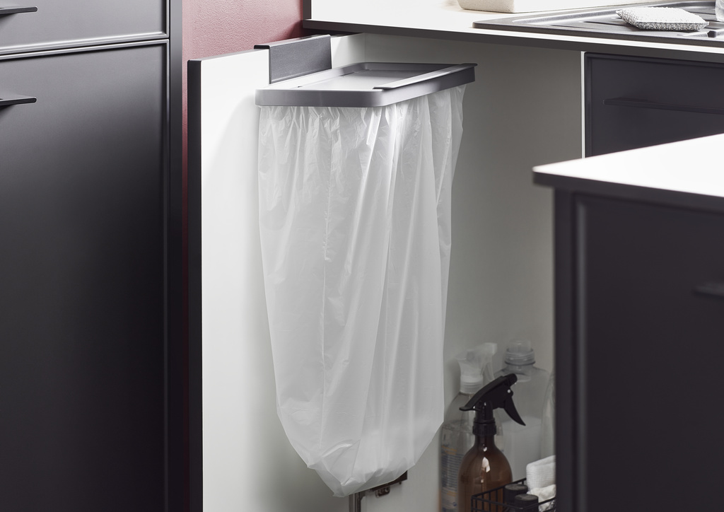 Cadru pentru cos de gunoi GOODHOME, 27.7 x 6.9 x 21.2 cm, ABS si otel, gri