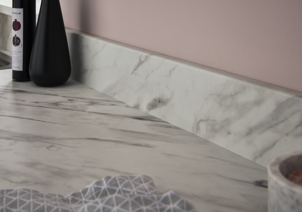 Blat bucatarie GOODHOME Agliata, PAL, 300 x 62 cm x 2.2 cm, alb marmura