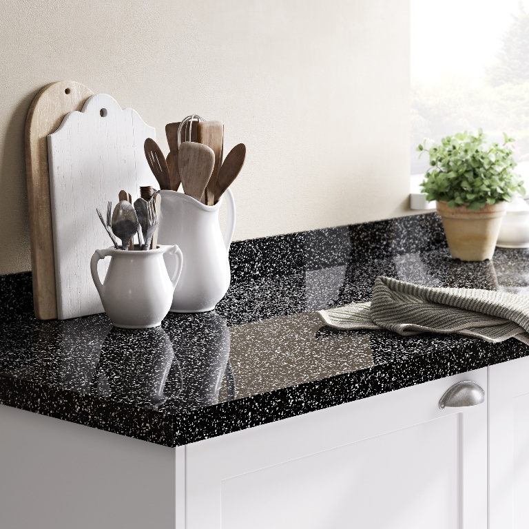 Blat de lucru, negru, 300 x 62 cm x 3.8 mm, pal laminat  GoodHome Barberis