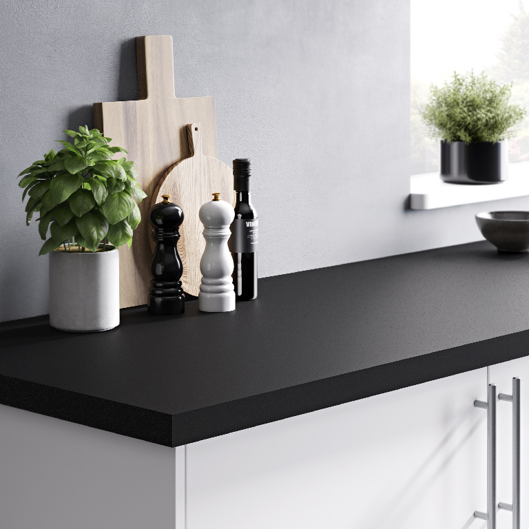Blat bucatarie GOODHOME Berberis, PAL, 300 x 62 x 3.8 cm, negru
