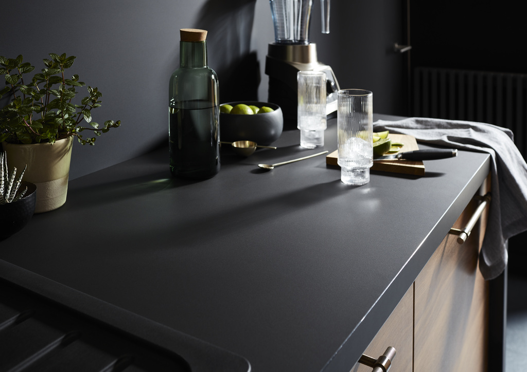 Blat bucatarie GOODHOME Berberis, PAL, 300 x 62 x 3.8 cm, negru