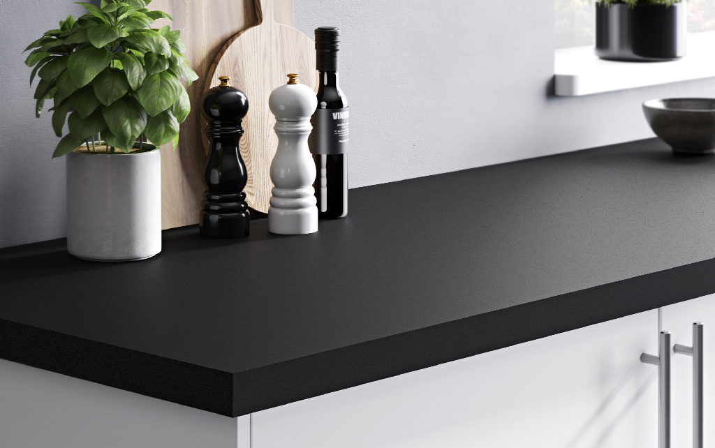 Blat bucatarie GOODHOME Berberis, PAL, 300 x 62 x 3.8 cm, negru