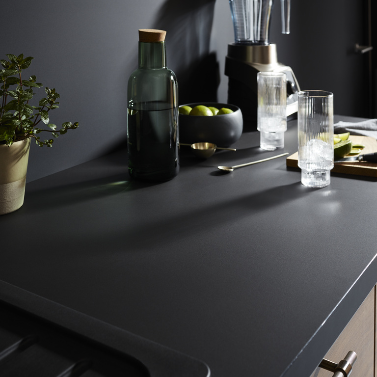 Blat bucatarie GOODHOME Berberis, PAL, 300 x 62 x 3.8 cm, negru