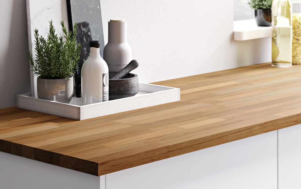 Blat de bucatarie lemn masiv, fag, Kava, 3000 x 620 x 27 mm GoodHome